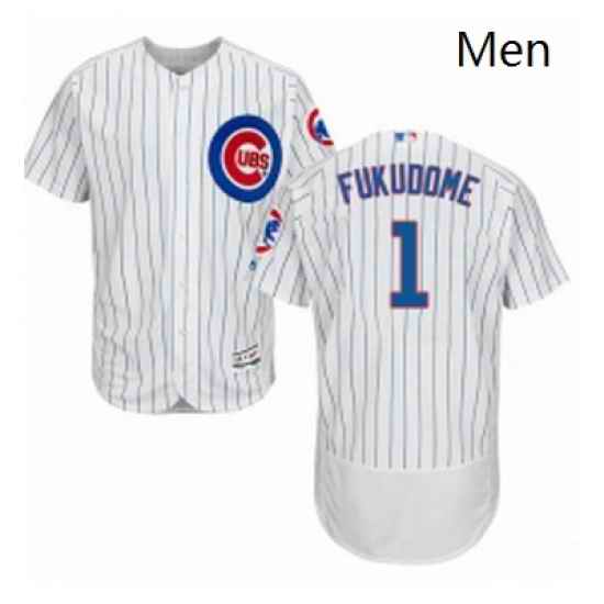 Mens Majestic Chicago Cubs 1 Kosuke Fukudome White Home Flex Base Authentic Collection MLB Jersey